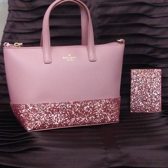 kate spade Handbags - Kate Spade Ina Greta Pink Glitter Bag & Card Case